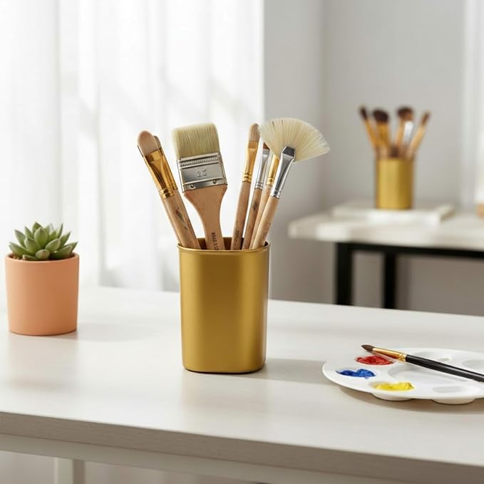 30 Pack Pen Holder Pen Cups for Desk Organizers and Storage Stationery Plastic Matte Pencil Holder Cups Ins Style Transparent for Office School Supplies (Gold)
