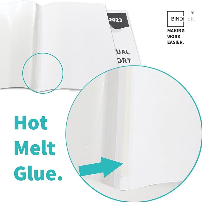 Binditek Thermal Binding Presentation Covers, 1/8 Inch Spine,White,10 Pack | Thermal Binding Covers, 30 Sheets Capacity, Ultra Clear Front, White Paper Back Cover, Letter Size, for Students & Coworkers