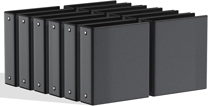 SUNEE 2 Inch Binders 3 Ring 12 Pack Bulk, PVC-Free Clear View 2" Binders (Fits 8.5x11 Inches) for School, Office & Home Use, Black
