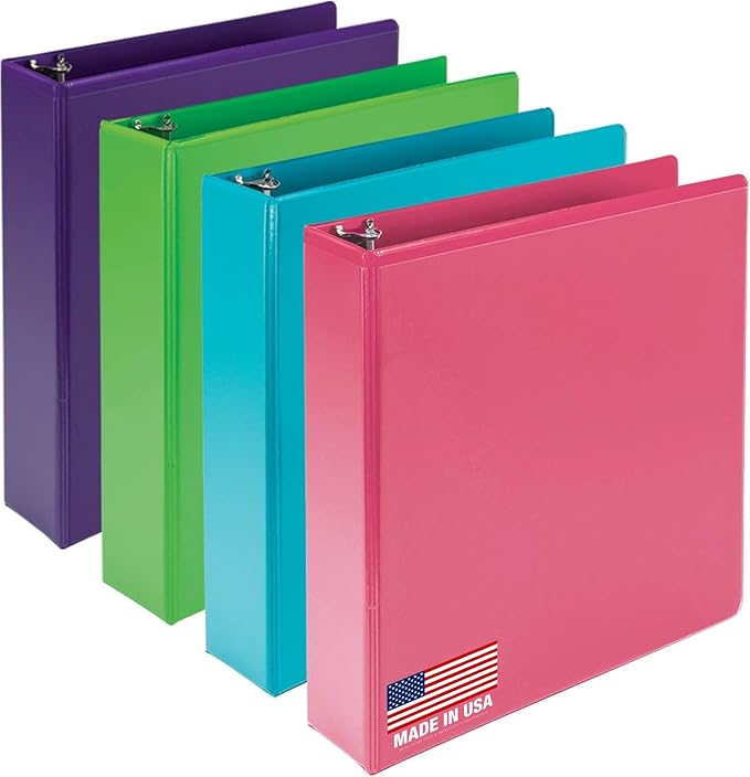 Samsill BioBinder 2 Inch (4-Pack) - Durable Plant-Based 3 Ring View Binder, USDA Certified Biobased, Customizable Nonstick Cover & Spine - 425 Sheet Capacity, Letter Size School Office Organizer