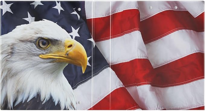 3 Ring Binder North American Bald Eagle Flag 1.5 inch Binders Three Ring Binders with Clipboard Fit 8.5'' x 11'' Paper 3 Interior PVC Clear Pockets for Office Supplies
