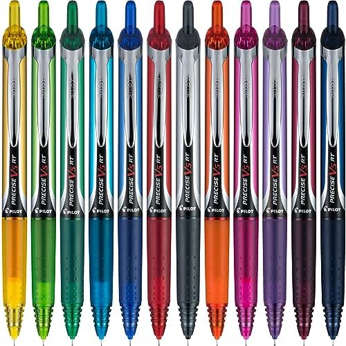 PILOT Precise V5 RT Refillable & Retractable Rolling Ball Pens,Extra Fine Point Pens,0.5 mm,Assorted - Ideal for School,Journaling & Office Writing,(Pack of 144)