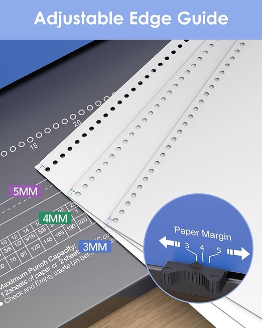 Spiral Binding Machine, 4:1 Pitch, 12 Sheets Punch Capacity, Electric Coil Insert, Book Binder Machine for A4/A5/Letter Size Paper, Comes with 100 pcs 5/16'' Coils & Pliers
