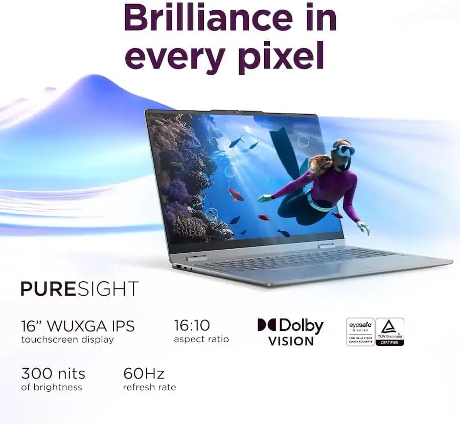 Lenovo Yoga 7i 2-in-1 AI PC Laptop 16" 2K WUXGA IPS Touch, Intel Core Ultra 7 256V, 16GB RAM 512GB SSD, Intel Arc Graphics 140V, Backlit KB, FP Reader, Thunderbolt, Win11, w/USB 3.0 Hub, W/GaLiMu