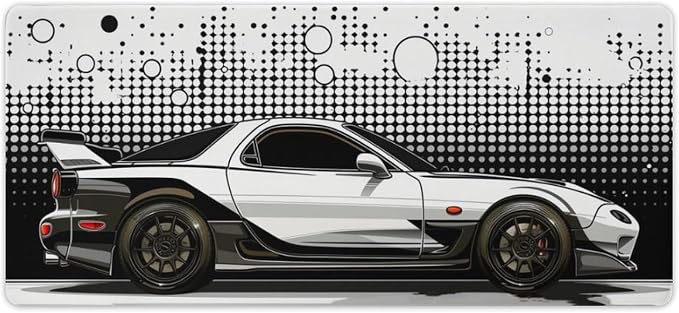 Car Gaming Mouse Pad Large Mousepad R34 Black and White Minimalist Art JDM Sport Car Big Computer Desk Mat Desk Pad for Keyboard and Mouse Mat Non-Slip Base 40x90cm, Style