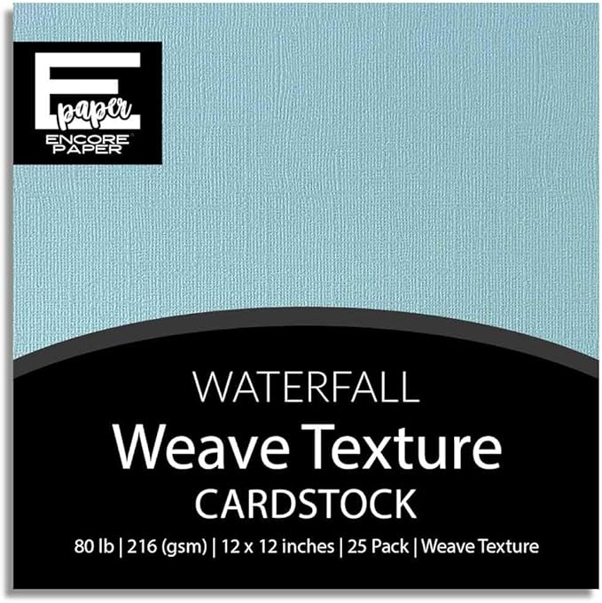 Waterfall—12x12 Textured Cardstock | 80lb Textured Blue Scrapbook Paper | Premium Cardstock for Cricut Cutting | 25 Sheets