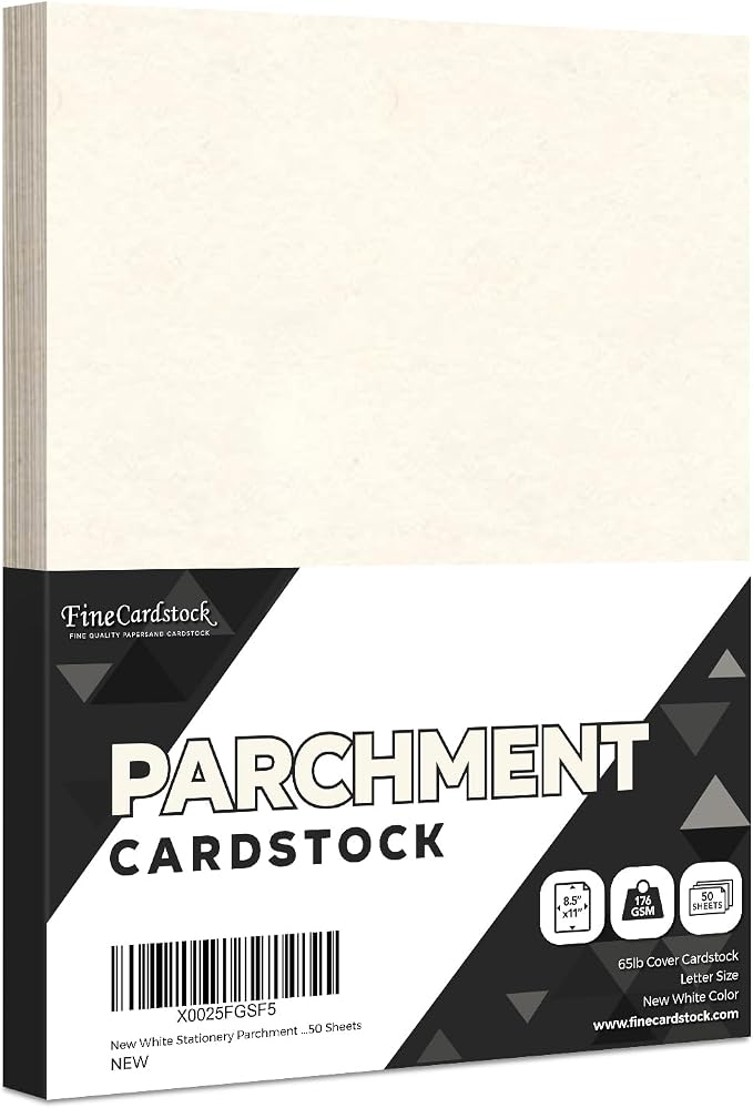 New White Stationery Parchment Recycled Paper | 65Lb Cover Cardstock | 8.5” x 11” Inches | 50 Sheets Per Pack