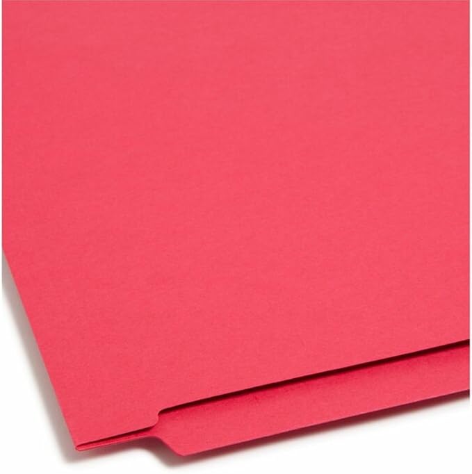 Smead End Tab Fastener File Folder, Shelf-Master® Reinforced Straight-Cut Tab, 2 Fasteners, Letter Size, Red, 50 per Box (25740)
