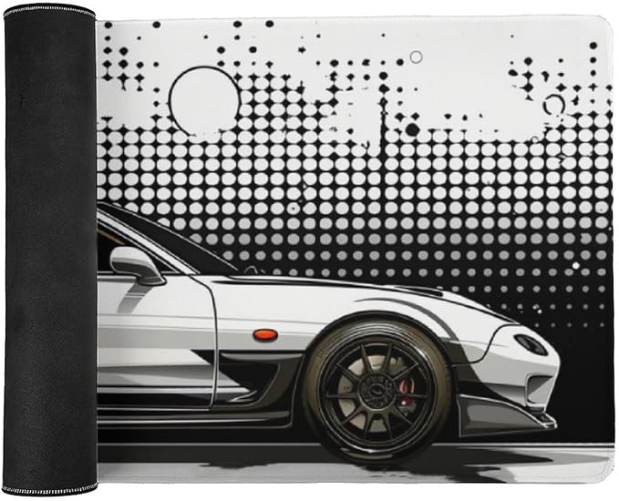Car Gaming Mouse Pad Large Mousepad R34 Black and White Minimalist Art JDM Sport Car Big Computer Desk Mat Desk Pad for Keyboard and Mouse Mat Non-Slip Base 40x90cm, Style