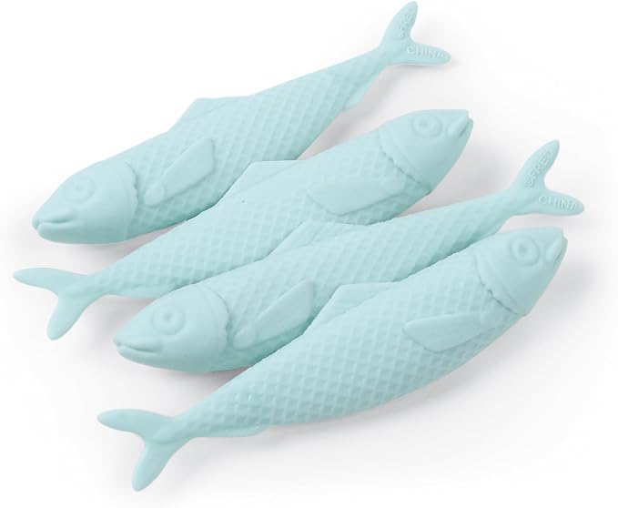 Genuine Fred Sardine ERASERS, Set of 4 Fish-Shaped Erasers, Quality Materials, Fun Desk Accessory, Packed in Charming, Well-Designed Sardine Tin, Perfect for School, Home, Office, and Gifts