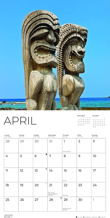 Hawaii 2027 Wall Calendar, 12 x 24 Hanging Pacific Waters Press