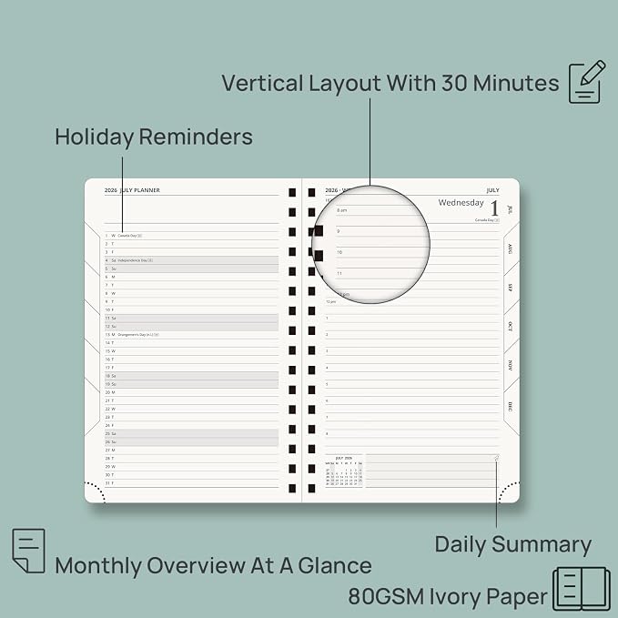 POPRUN 2026-2027 Daily Planner One Page Per Day, 5.75" x 8.5", Day Planner