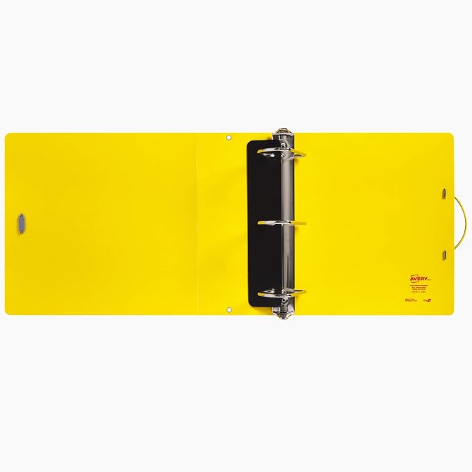 Avery UltraDuty SDS Binder, 3" Slant Rings, 1 Yellow/Red Binder | For Industrial Workplace Safety Sheet Storage, OSHA HazCom Compliant, 36" Attached Chain, Chemical and Water Resistant
