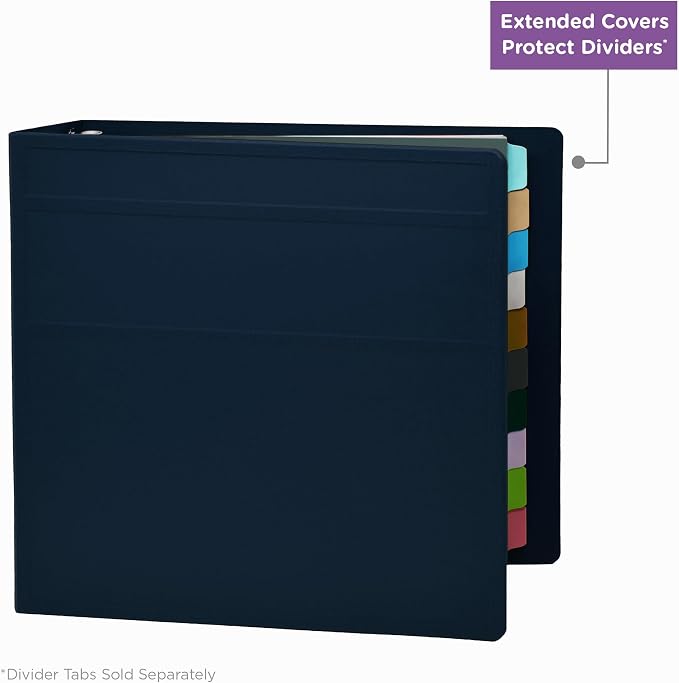 Carstens 4-Inch Heavy Duty 3-Ring Binder - Side Opening, Navy Blue, Durable Plastic, Precision No-Gap Rings, Waterproof Cover, No Pockets, Holds 600 US Letter Sheets, BPA-Free, Made in USA (1849-3R)