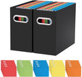 Oterri File Organizer, 2 Packs Cardboard File Folder Organizer with 25 Hanging File Folders,Portable File Box with Handle