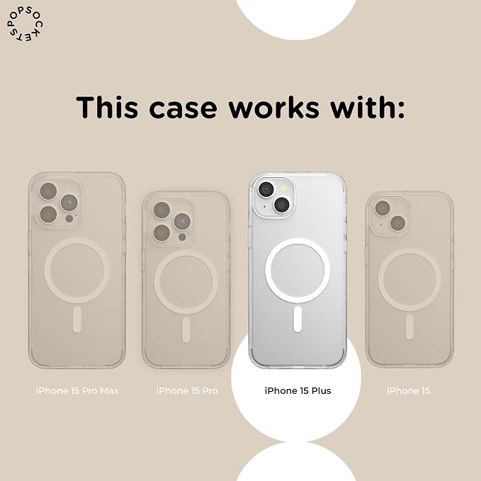 PopSockets iPhone 15 Plus Phone Case with MagSafe, Wireless Charging Compatible, Bookish - Spooky Book Club