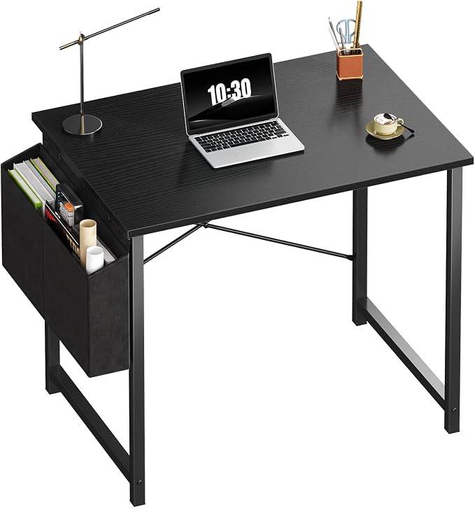 OLIXIS Small Computer Desk, 31 Inch Gaming Desks for Home Office | Writing Study Craft Work Table, Computer Workstation for Bedroom Small Spaces with Storage Bag, Black