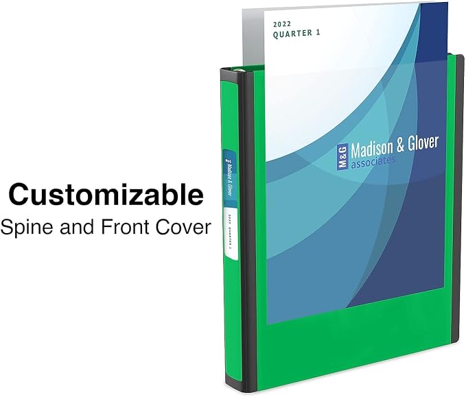 Staples Better View 1-Inch D-Ring Binder, Green, Clear Overlay | Durable 3-ring binder for school and office document organization.