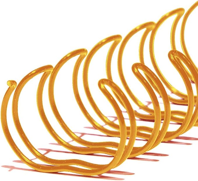 20mm (3/4 in.) Double Loop Binding Spines | 11 in. Length for Letter Size or Smaller Projects | 2:1 Pitch | 160 Sheet Binding Capacity | Gold | 50 Pack