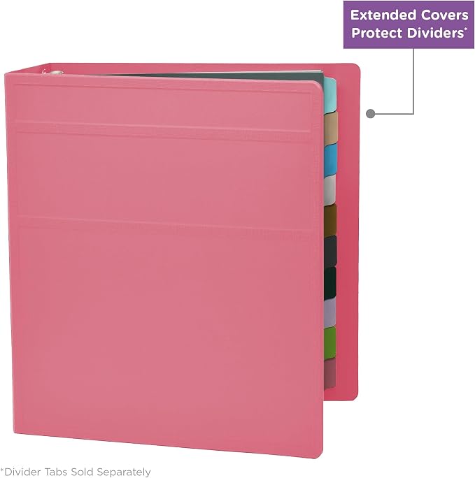 Carstens 3-Inch Heavy Duty 3-Ring Binder - Side Opening, Bubblegum Pink, Durable Plastic, Precision No-Gap Rings, Waterproof Cover, No Pockets, Holds 400 Letter Sheets, BPA-Free, Made in USA (1708-3R)