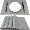 WAZAIGUR Placemats Crisscross Woven Vinyl Place Mats Set of 4 Silver&Black