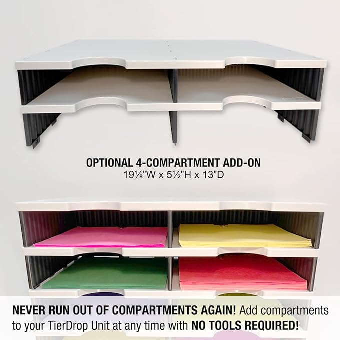 Ultimate Office TierDrop Desktop Organizer, 6 Compartment with Riser Base | Riser base lifts compartments for easy access to lower slots and stores supplies underneath; sorts mail, forms, paperwork