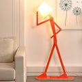 Cool Corner Reading Wood Tall Floor Lamp, LED Bulb Included, Orange | Decorative Swing Arm Lighting, Creative Gift Idea for Living Room, Kids Room, Bedroom, Office, Farmhouse