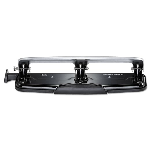 Bostitch Office inPRESS 12 Reduced Effort Three-Hole Punch, Silver/Black (2101)