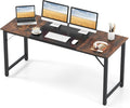 GIANTEX 63 Inch Computer Desk, Modern Simple Office Desk with Triangle Structure Metal Frame, Computer Workstations for Home Office, Study, Conference Room, Rustic Brown and Black
