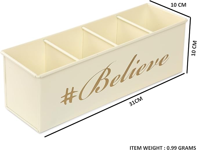 DUDKI Home Present Desk Organiser 4 compartments Decorative Pen Pencil holder/Vanity Kit/Travel Box/Makeup Box/Cosmetic Box/Storage Box/knife Holder/Spoon Holder-Gift Office Desk Décor