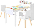VEVOR Kids Art Table and Chair Set, Toddler Activity Table with Storage, Wood Kids Craft Desk with Paper Roll for Drawing, Reading, Writing, Kid Play Table for Nursery, Playroom, Classroom, White