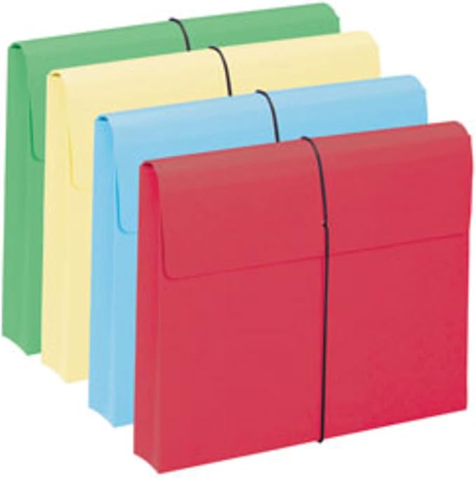 Smead Colored Expanding File Wallet with Flap and Cord Closure, 2" Expansion, Letter Size, Assorted Colors, 10 per Box (77207)