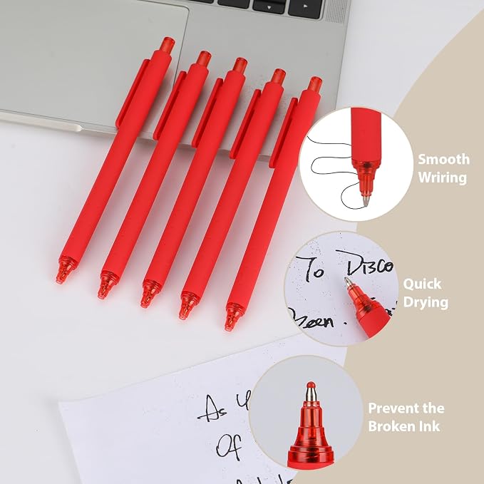 WY WENYUAN 30 Pack Red Click Ballpoint Pens, 1.0mm Medium Point