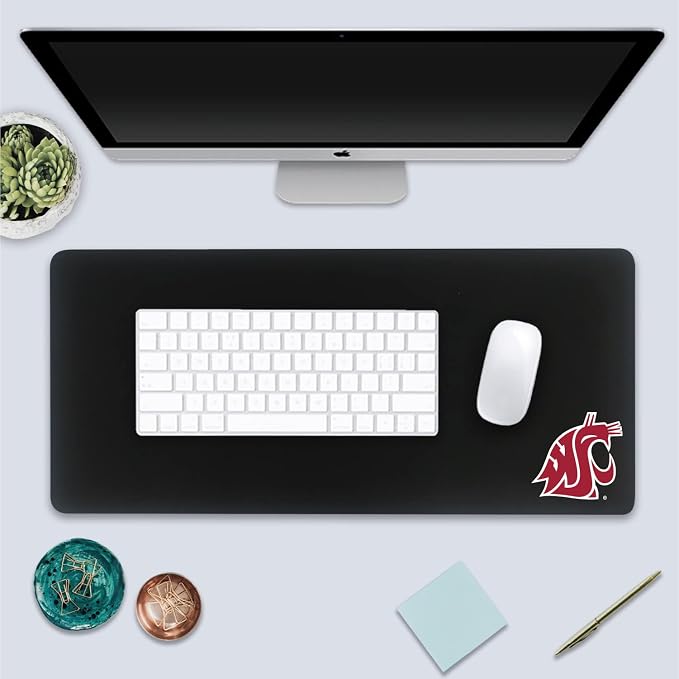 Washington State University Classic Cloth Desk Mat, Durable Office Supplies, Non-Slip Base, Responsive Desk Pad with Smooth Cloth Surface, Black