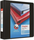 Staples Heavy‑Duty 2‑Inch 3‑Ring View Binder, Durable Binder for Office & School Storage, Black