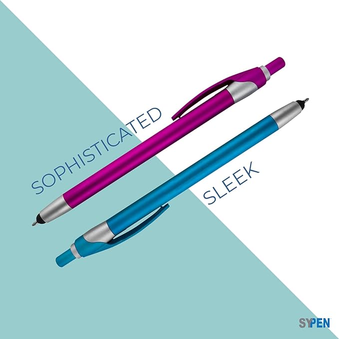 Personalized with Your Custom Logo or Text Pens-Pack of 450- for Marketing, Parties, and Events, 2 in 1 Capacitive Stylus & Ballpoint Pen Compatible with Touchscreen Devices, Black Ink, Purple Pens