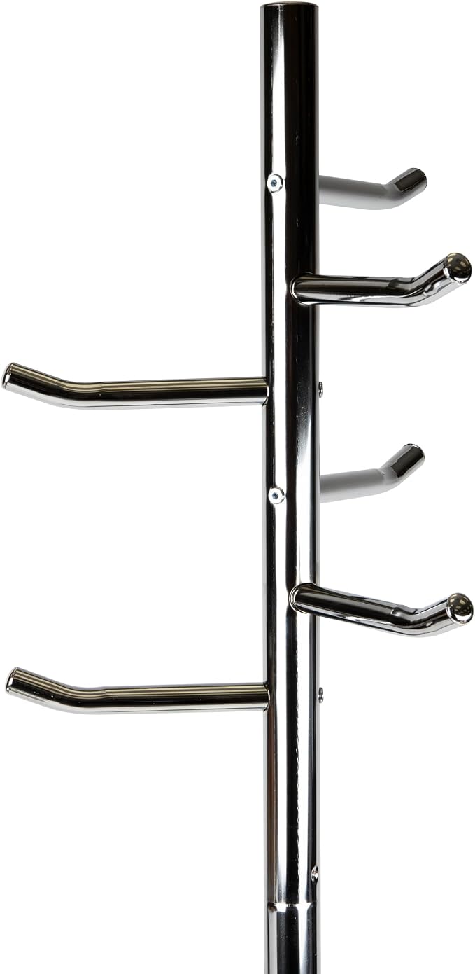 Mind Reader Freestanding Coat Rack, Multi-Hook Organizer for Office or Entryway, Metal, Silver