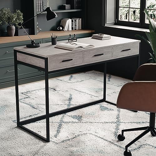 Martha Stewart Ollie 3 Drawer Home Office Desk, Gray