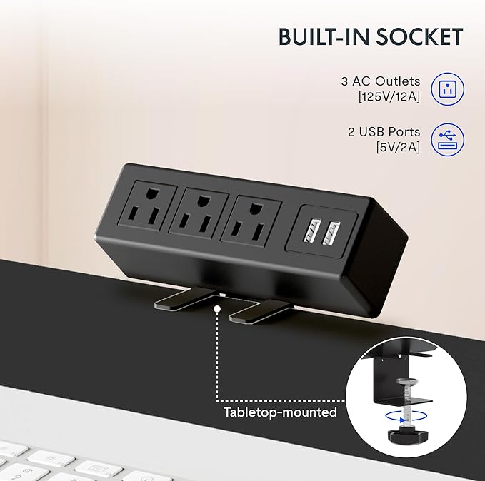 FLEXISPOT EN2 Whole-Piece Standing Desk with Clamp Power Strip, 40 x 24'' Electric Stand Up Height Adjustable Desk with Cable Management (Gray Frame + 40" White Top, 2 Packages)