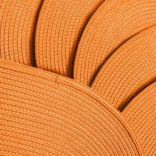 AHHFSMEI Placemats Set of 6 for Dining Table Washable Woven Non-Slip 18x12 inches Placemat Heat-Resistant Durable Table Mats for Dining Table Easy to Clean(Oval Orange,6)