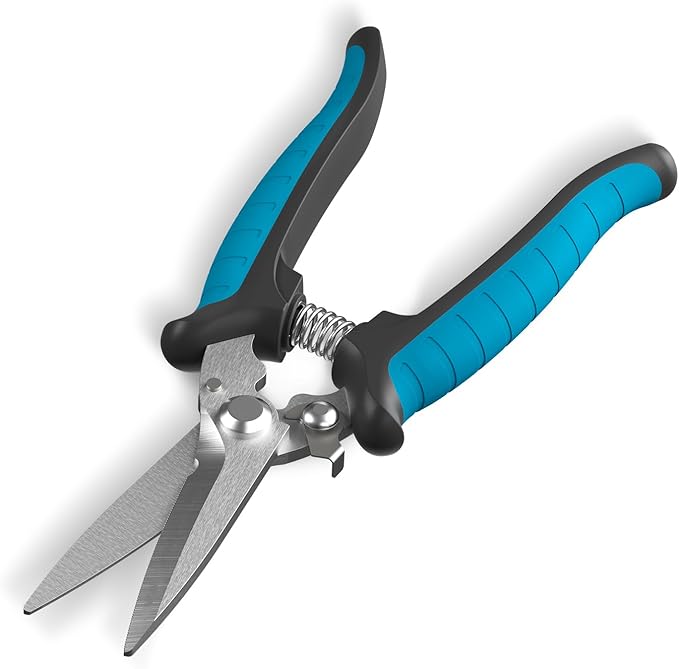 GARTOL 8" Scissors All Purpose Heavy Duty - Razor-sharp Tin Snips for Sheet Metal, Electrical Wires, Insulation, Ropes, Cardboard | Electrician Tools with Cable Notch, Ergonomic Grip | DIY Scissors