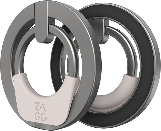 ZAGG Ring Snap 360, Magnetic Ring Accessory – 360 Degree Rotation, Secure Hold with Kickstand – Super Strong Magnet, Compatible with MagSafe Devices, iPhone 14 & Snap Compatible Devices, Nickel