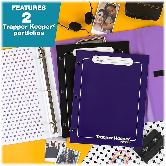 Mead Trapper Keeper Binder, Retro Design, 1 Inch Binder with Folders and Pockets, Holds 8-1/2" x 11" Paper, Palm Trees (260038FDE1-ECM)