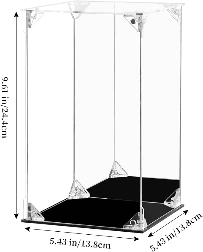 Display Case for Collectibles Assemble Clear Acrylic Box Alternative Glass Case for Display Action Figures Home Storage Organizing Toys (Internal dim 5.5X5.5X9 inch)
