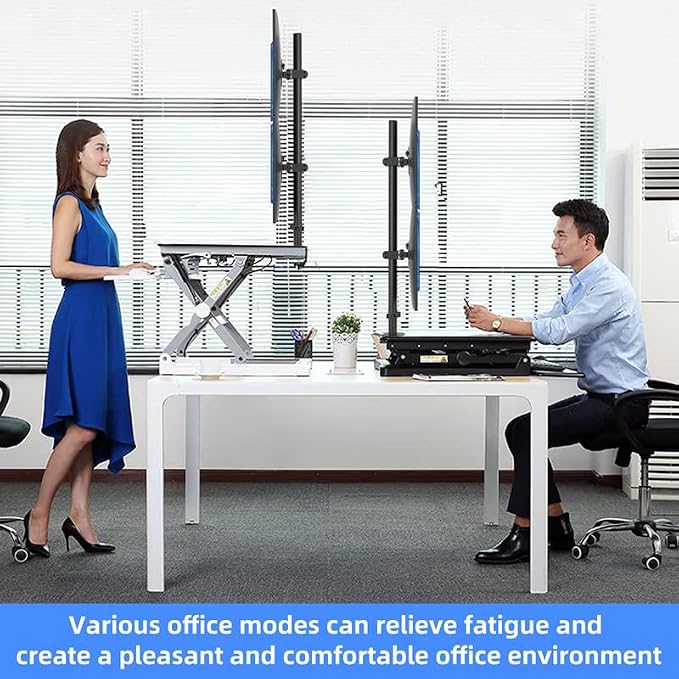 Pholiten Tall Vertically Stacked Dual Monitor Desk Mount Stand | Extra Tall 31 Inch Monitor Stand, Fully Adjustable Monitor arm for 13-32 Inch LCD Screen, Holds up to 22lbs