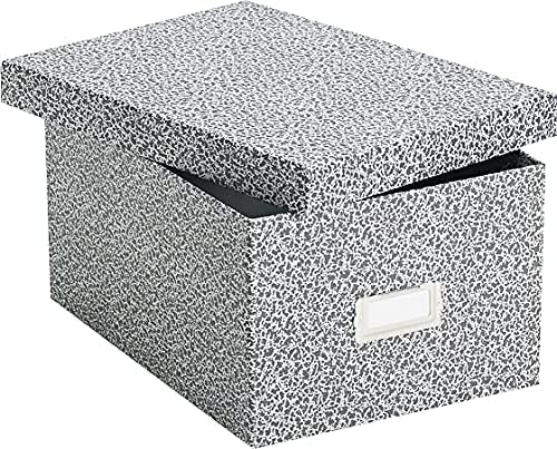 Oxford 40590 Reinforced Board Card File, Lift-Off Cover, Holds 1,200 5 x 8 Cards, Black/White