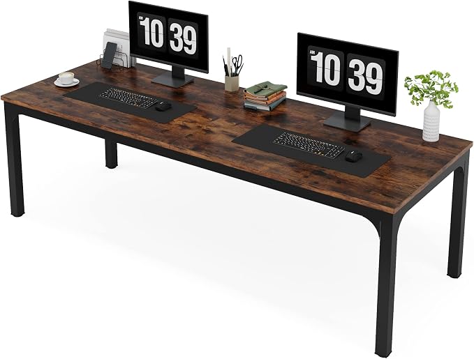 LITTLE TREE 78.7 Inches Extra Long Two Person Office Desk,Double Workstation for Home Office