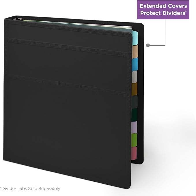 Carstens 1-Inch Heavy Duty 3-Ring Binder - Side Opening, Black, Durable Plastic, Precision No-Gap Rings, Waterproof Cover, No Pockets, Holds 125 US Letter Sheets, BPA-Free, Made in USA (8719-3R)