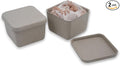 2pc Lidded Felt Desktop Stackable Storage Container with Lid, Stone