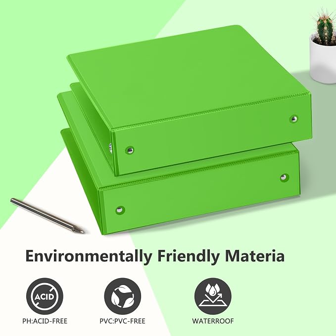 ViVin 2 Inch Round Ring View Binder for Durability, 6-Pack (Ivy Green) | Standard 3 Ring Binder for 450 Sheets of US Letter Size Paper, PVC-Free, Clear Front Pocket, Office Home School Use